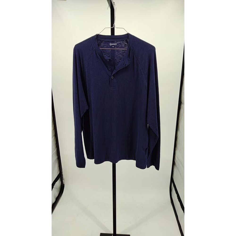 Quince Navy Long-Sleeve Henley Top